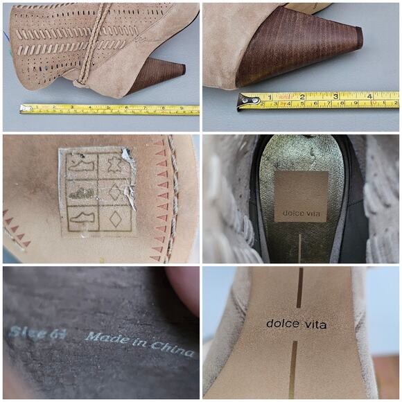 Slouchy Shaft Boots Dolce Vita Maddox Size 6.5 Tan Suede Perforated Leather - Picture 7 of 13